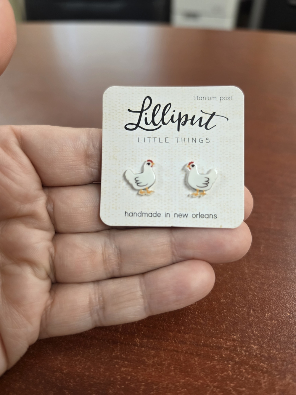 Lilliput Little Things Chicken Stud Earrings - White